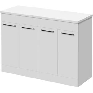 Napoli - Gloss White 1200mm Floor Standing Vanity Unit for Countertop Basins with 4 Doors and Gunmetal Grey Handles Napoli - Gloss White 1200mm Floor Standing Vanity Unit for Countertop Basins with 4 Doors and Gunmetal Grey Handles