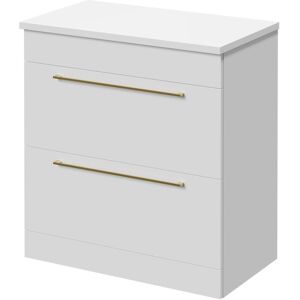Napoli - Gloss White 800mm Floor Standing Vanity Unit for Countertop Basins with 2 Drawers and Brushed Brass Handles Napoli - Gloss White 800mm Floor Standing Vanity Unit for Countertop Basins with 2 Drawers and Brushed Brass Handles