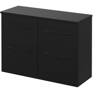Napoli - Nero Oak 1200mm Floor Standing Vanity Unit for Countertop Basins with 4 Drawers and Gunmetal Grey Handles Napoli - Nero Oak 1200mm Floor Standing Vanity Unit for Countertop Basins with 4 Drawers and Gunmetal Grey Handles