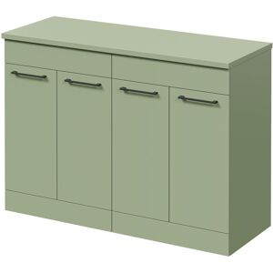 Napoli - Olive Green 1200mm Floor Standing Vanity Unit for Countertop Basins with 4 Doors and Matt Black Handles Napoli - Olive Green 1200mm Floor Standing Vanity Unit for Countertop Basins with 4 Doors and Matt Black Handles
