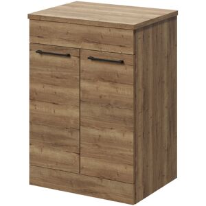 Napoli - Tobacco Oak 600mm Floor Standing Vanity Unit for Countertop Basins with 2 Doors and Gunmetal Grey Handles Napoli - Tobacco Oak 600mm Floor Standing Vanity Unit for Countertop Basins with 2 Doors and Gunmetal Grey Handles