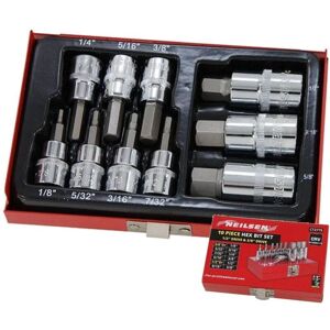 Neilsen 10pc Spline Hex Bit Socket Set 1/2" 3/8" Drive Sockets 1/8" - 5/18" Neilsen 10pc Spline Hex Bit Socket Set 1/2" 3/8" Drive Sockets 1/8" - 5/18"