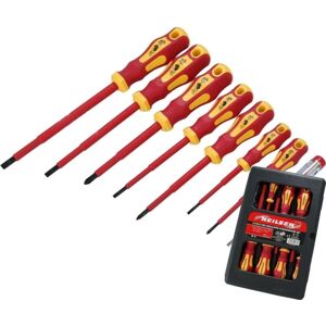 Neilsen 8pc Vde Insulated Pozi Flat Slotted Tip Screwdriver Set Voltage Tester Neilsen 8pc Vde Insulated Pozi Flat Slotted Tip Screwdriver Set Voltage Tester