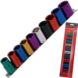 Neilsen - 10pc Multi Coloured Metric Shallow Socket 13mm - 24mm 6pt Set 1/2' Drive Neilsen - 10pc Multi Coloured Metric Shallow Socket 13mm - 24mm 6pt Set 1/2' Drive