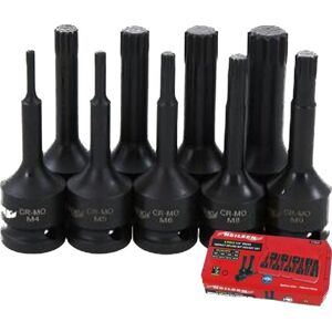 Neilsen Impact Spline Bit Sockets Set 1/2" Drive Impact Spline Sockets M4 - M16 Neilsen Impact Spline Bit Sockets Set 1/2" Drive Impact Spline Sockets M4 - M16