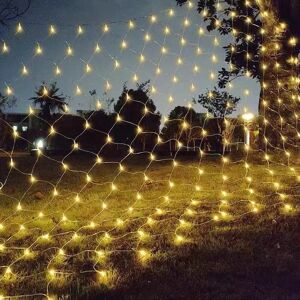 SOLEIL Net String Lights, 200 led Net String Lights 3M x 2M 8 Modes Energy Waterproof, Dimmable for Bedroom Christmas Wedding Party Home Garden, Warm White SOLEIL Net String Lights, 200 led Net String Lights 3M x 2M 8 Modes Energy Waterproof, Dimmable for Bedroom Christmas Wedding Party Home Garden, Warm White