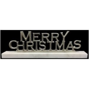 Nickel Plated Merry Christmas in Stand - L3 x W30 x H8 cm Nickel Plated Merry Christmas in Stand - L3 x W30 x H8 cm