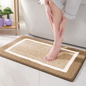 LINGHHANG Non-Slip Bath Mat - 40 x 60 cm - Beige, Soft Microfiber Bathroom Mat, Absorbent Long Pile Bath Mat, Machine Washable LINGHHANG Non-Slip Bath Mat - 40 x 60 cm - Beige, Soft Microfiber Bathroom Mat, Absorbent Long Pile Bath Mat, Machine Washable