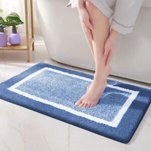 LINGHHANG Non-Slip Bath Mat - 40 x 60 cm - Blue, Soft Microfiber Bathroom Mat, Absorbent Long Pile Bath Mat, Machine Washable LINGHHANG Non-Slip Bath Mat - 40 x 60 cm - Blue, Soft Microfiber Bathroom Mat, Absorbent Long Pile Bath Mat, Machine Washable
