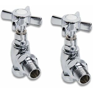 Chrome Towel Radiator Rail Valves Angle Central Heating Taps with Crosshead Handles (Pair) - NRG Chrome Towel Radiator Rail Valves Angle Central Heating Taps with Crosshead Handles (Pair) - NRG