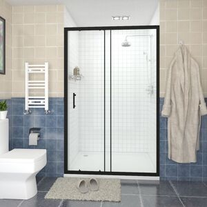 Sliding Shower Door Enclosure Walk In Glass Screen Panel Matte Black Framed 1200 x 1900mm - NRG Sliding Shower Door Enclosure Walk In Glass Screen Panel Matte Black Framed 1200 x 1900mm - NRG