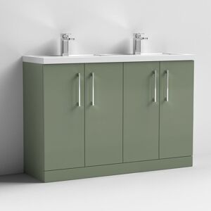 Nuie Arno Satin Green 1200mm 4 Door Vanity Unit and Double Polymarble Basins - ARN803C Nuie Arno Satin Green 1200mm 4 Door Vanity Unit and Double Polymarble Basins - ARN803C