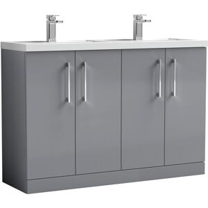 Nuie - Arno Satin Grey 1200mm 4 Door Vanity Unit and Double Polymarble Basins - ARN2203C Nuie - Arno Satin Grey 1200mm 4 Door Vanity Unit and Double Polymarble Basins - ARN2203C
