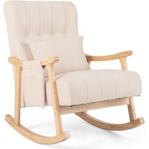 COSTWAY Nursery Rocking Chair Upholstered Glider Rocker w/High Backrest-Beige COSTWAY Nursery Rocking Chair Upholstered Glider Rocker w/High Backrest-Beige