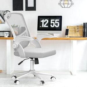 Naspaluro - Office Chair Ergonomic desk chairs 120° Rocking Mesh - Mid-Back Computer Chair with Flip-up Armrests - Grey Naspaluro - Office Chair Ergonomic desk chairs 120° Rocking Mesh - Mid-Back Computer Chair with Flip-up Armrests - Grey