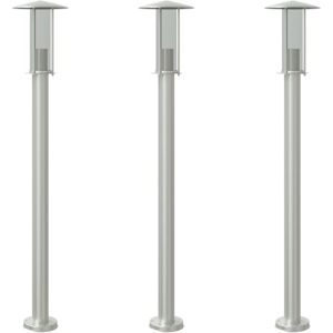 vidaXL Outdoor Floor Lamps Garden Standing Lamp 3pcs Silver 100 cm - Outdoor Floor Lamps vidaXL Outdoor Floor Lamps Garden Standing Lamp 3pcs Silver 100 cm - Outdoor Floor Lamps