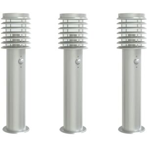 vidaXL Outdoor Floor Lamp 3 pcs Sensor Stainless Steel Weatherproof - Outdoor Floor Light vidaXL Outdoor Floor Lamp 3 pcs Sensor Stainless Steel Weatherproof - Outdoor Floor Light