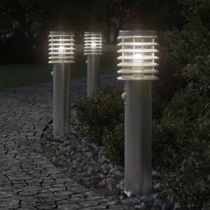 Bonnevie - Outdoor Floor Lamps with Sensors 3pcs Silver 60 cm Stainless Steel VSVS2951684 Bonnevie - Outdoor Floor Lamps with Sensors 3pcs Silver 60 cm Stainless Steel VSVS2951684