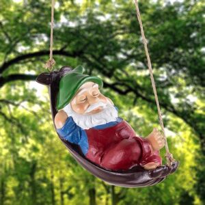 Tonchean - Outdoor Garden Statue, Lying Dwarf with Hammock Statue, gnome Waterproof Resin Hanging Garden Ornament for Outdoor Garden Lawn Decoration-B Tonchean - Outdoor Garden Statue, Lying Dwarf with Hammock Statue, gnome Waterproof Resin Hanging Garden Ornament for Outdoor Garden Lawn Decoration-B