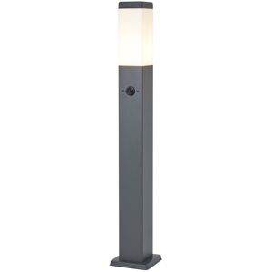Qazqa - Outdoor Lamp Dark Grey with Opal Glass 80cm IP44 with Socket and Motion Sensor - Malios Qazqa - Outdoor Lamp Dark Grey with Opal Glass 80cm IP44 with Socket and Motion Sensor - Malios