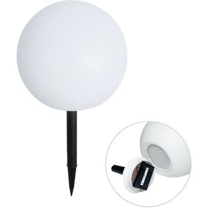 QAZQA Outdoor Lamp White 30 cm Incl. led IP44 Solar rgbw - Ludger QAZQA Outdoor Lamp White 30 cm Incl. led IP44 Solar rgbw - Ludger