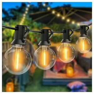 DEWDAT Outdoor Light, 15M G40 led Guinguette Garland 25+1 Spare Bulbs, Waterproof Outdoor Garland, Connectable Decorative Garland for Garden, Party, DEWDAT Outdoor Light, 15M G40 led Guinguette Garland 25+1 Spare Bulbs, Waterproof Outdoor Garland, Connectable Decorative Garland for Garden, Party,