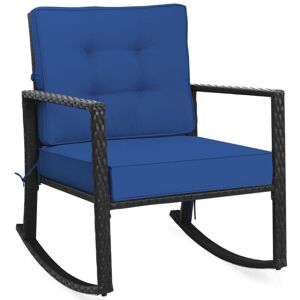 Costway - Outdoor Wicker Furniture Rocking Chair Metal Frame Patio Rattan Rocker w/Cushion Costway - Outdoor Wicker Furniture Rocking Chair Metal Frame Patio Rattan Rocker w/Cushion