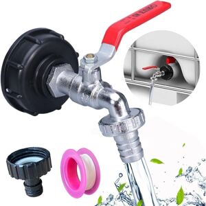 SJQKA Drain Tap, 1000L Alloy Water Tank Tap, 3/4 Inch Connection Ball Valve, IBC Adapter for Water Tank Tap, Box Accessories SJQKA Drain Tap, 1000L Alloy Water Tank Tap, 3/4 Inch Connection Ball Valve, IBC Adapter for Water Tank Tap, Box Accessories