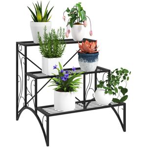 Outsunny 3-Tier Metal Plant Stand for Garden Balcony Indoor Outdoor, Black Outsunny 3-Tier Metal Plant Stand for Garden Balcony Indoor Outdoor, Black