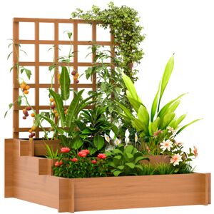 Outsunny - 3 Tier Wooden Garden Planters with Trellis for Vine Climbing Plants Outsunny - 3 Tier Wooden Garden Planters with Trellis for Vine Climbing Plants
