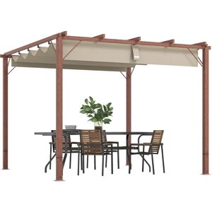 Outsunny - 3 x 3(m) Aluminium Garden Pergola with Retractable Roof, Natural Outsunny - 3 x 3(m) Aluminium Garden Pergola with Retractable Roof, Natural