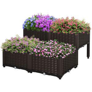 Elevated Flower Bed Vegetable Herb Planter Plastic 4 PCs - Outsunny Elevated Flower Bed Vegetable Herb Planter Plastic 4 PCs - Outsunny