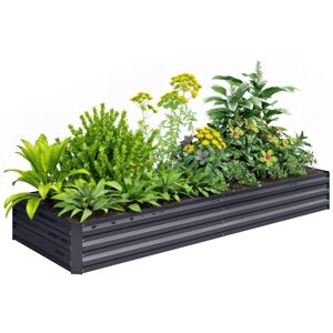 Outsunny - Galvanised Raised Garden Bed Metal Planter Box with Open Bottom Grey Outsunny - Galvanised Raised Garden Bed Metal Planter Box with Open Bottom Grey