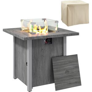 Outsunny Gas Fire Pit Table with 40,000 BTU Burner, Cover, Dark Grey Outsunny Gas Fire Pit Table with 40,000 BTU Burner, Cover, Dark Grey