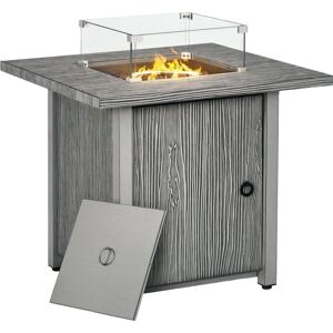 Outsunny - Gas Fire Pit Table with 40,000 btu Burner, Cover, Glass Screen, Grey Outsunny - Gas Fire Pit Table with 40,000 btu Burner, Cover, Glass Screen, Grey