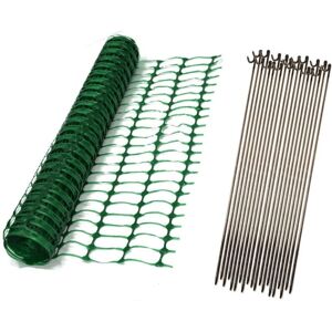 Oypla 1m x 50m Green Mesh Safety Barrier Fencing & 10 Fencing Pins Oypla 1m x 50m Green Mesh Safety Barrier Fencing & 10 Fencing Pins