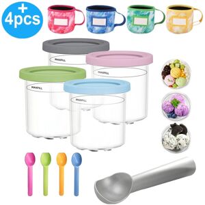 COOCHEER Pack 16 oz Ice Cream Bowls, Ice Cream Container with Lid and 4 Scoops, with Replacement Neoprene Cover, for Ninja Creami Ice Cream Maker, Fits NC301 COOCHEER Pack 16 oz Ice Cream Bowls, Ice Cream Container with Lid and 4 Scoops, with Replacement Neoprene Cover, for Ninja Creami Ice Cream Maker, Fits NC301