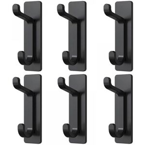 Cyslmuk - 6 Pack Adhesive Wall Hooks, No Drilling Required, Waterproof, Rustproof, Black Cyslmuk - 6 Pack Adhesive Wall Hooks, No Drilling Required, Waterproof, Rustproof, Black