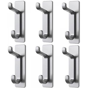 Cyslmuk - 6 Pack Adhesive Wall Hooks, No Drilling Required, Waterproof, Rustproof, Silver Cyslmuk - 6 Pack Adhesive Wall Hooks, No Drilling Required, Waterproof, Rustproof, Silver