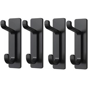 Cyslmuk - 4 Pack Adhesive Wall Hooks, No Drilling Required, Waterproof, Rustproof, Black Cyslmuk - 4 Pack Adhesive Wall Hooks, No Drilling Required, Waterproof, Rustproof, Black