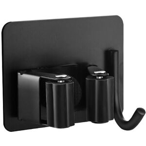 CYSLMUK 4 Pack Black Wall Mounted Broom Holder, No Drilling, Adhesive Wall Mounted Broom Holder with Hooks, Stainless Steel Broom Holder, Wall Mounted Tool CYSLMUK 4 Pack Black Wall Mounted Broom Holder, No Drilling, Adhesive Wall Mounted Broom Holder with Hooks, Stainless Steel Broom Holder, Wall Mounted Tool