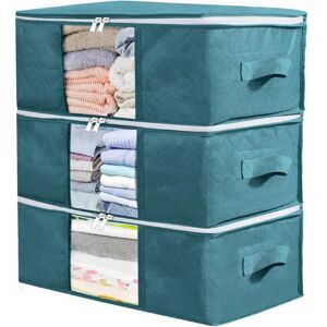 Linghhang - 3 Pack (Blue) Clothes Storage Bag, Under Bed Clothes Storage Box, Fabric Clothes Finishing, for Storing Quilts, Clothes, Bedding, Linghhang - 3 Pack (Blue) Clothes Storage Bag, Under Bed Clothes Storage Box, Fabric Clothes Finishing, for Storing Quilts, Clothes, Bedding,