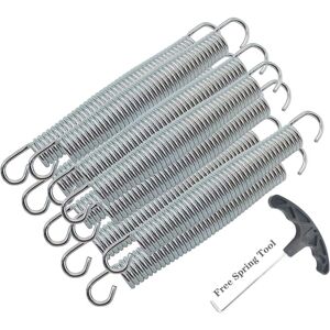 COOCHEER Pack of 10 rust-proof and durable galvanized metal trampoline springs + 1 spring tool / length 16.5 cm COOCHEER Pack of 10 rust-proof and durable galvanized metal trampoline springs + 1 spring tool / length 16.5 cm