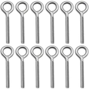 MEMKEY Pack of 12 eyebolts M6 x 70 mm made of 304 stainless steel - ring threaded rods as fastening devices, ideal for hanging objects in the home, garden MEMKEY Pack of 12 eyebolts M6 x 70 mm made of 304 stainless steel - ring threaded rods as fastening devices, ideal for hanging objects in the home, garden
