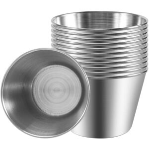 Tlily - Pack of 12 - Premium Brushed Stainless Steel Condiment Sauce Cups Spices Pots Liquid Dips Bowls 2.5Oz 70Ml Tlily - Pack of 12 - Premium Brushed Stainless Steel Condiment Sauce Cups Spices Pots Liquid Dips Bowls 2.5Oz 70Ml