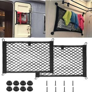 COOCHEER Pack of 2 large mesh pockets for storing elastic nets 25 x 45 cm - with 8 fixing screws for trucks, motorhomes, boats COOCHEER Pack of 2 large mesh pockets for storing elastic nets 25 x 45 cm - with 8 fixing screws for trucks, motorhomes, boats