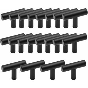 GOTRAYS Pack of 20 Stainless Steel Kitchen Cabinet Handles t Shape - Drawer Bar, Cupboards, Doors, Furniture, Bathroom, Bedrooms Wardrobes - Black GOTRAYS Pack of 20 Stainless Steel Kitchen Cabinet Handles t Shape - Drawer Bar, Cupboards, Doors, Furniture, Bathroom, Bedrooms Wardrobes - Black