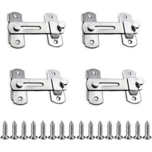 Memkey - Pack of 4 door latches, safety latches, sliding bar, stainless steel door lock for door, cabinet, drawer Memkey - Pack of 4 door latches, safety latches, sliding bar, stainless steel door lock for door, cabinet, drawer