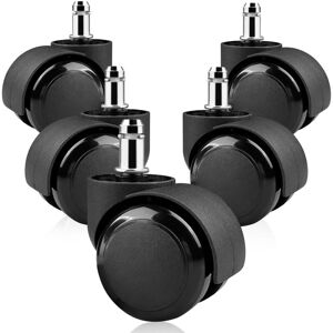 MEMKEY Pack of 5 office chair swivel castors 11 x 22 mm, 360° rotatable for gaming chairs, silent, scratch-free replacement castors, black MEMKEY Pack of 5 office chair swivel castors 11 x 22 mm, 360° rotatable for gaming chairs, silent, scratch-free replacement castors, black