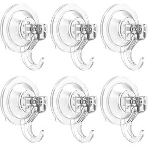 Linghhang - Pack of 6 Suction Cup Hooks 3 kg (max) for Shower, Bathroom, Kitchen, Window, Heavy Duty Plastic Removable Hooks, Multi-use for Indoor Linghhang - Pack of 6 Suction Cup Hooks 3 kg (max) for Shower, Bathroom, Kitchen, Window, Heavy Duty Plastic Removable Hooks, Multi-use for Indoor